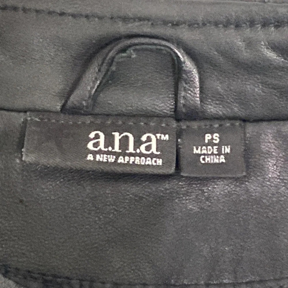 Ana Black Front Zip Soft Leather Bomber Jacket Size SP - Picture 7 of 9